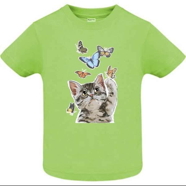 Tricou copil - Pisică cu fluturi