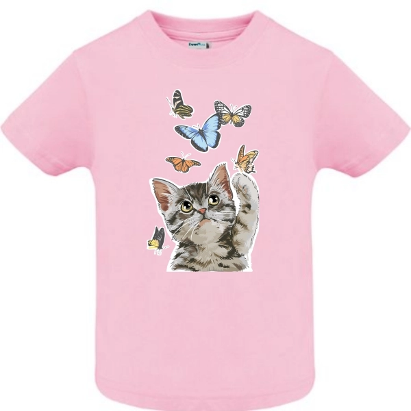 Tricou copil - Pisică cu fluturi