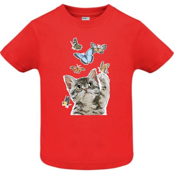 Tricou copil - Pisică cu fluturi