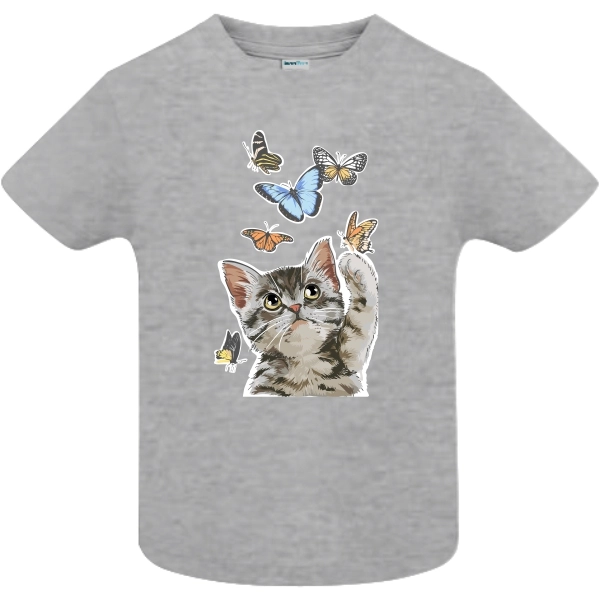 Tricou copil - Pisică cu fluturi