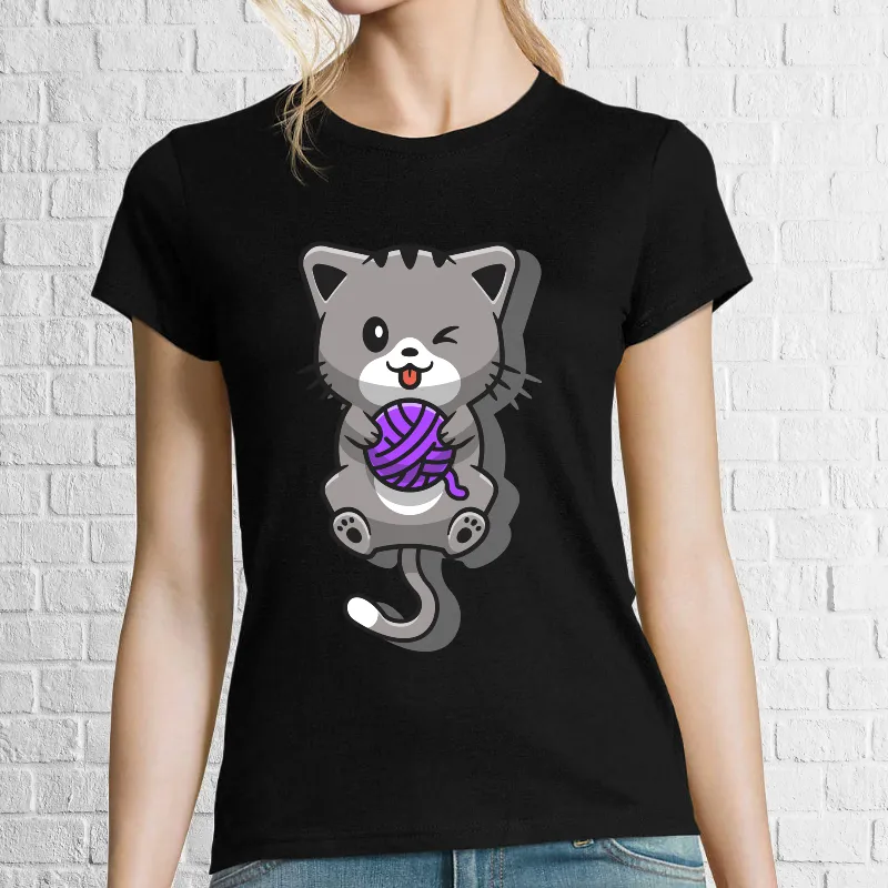 Tricou damă - Pisica cu ghem