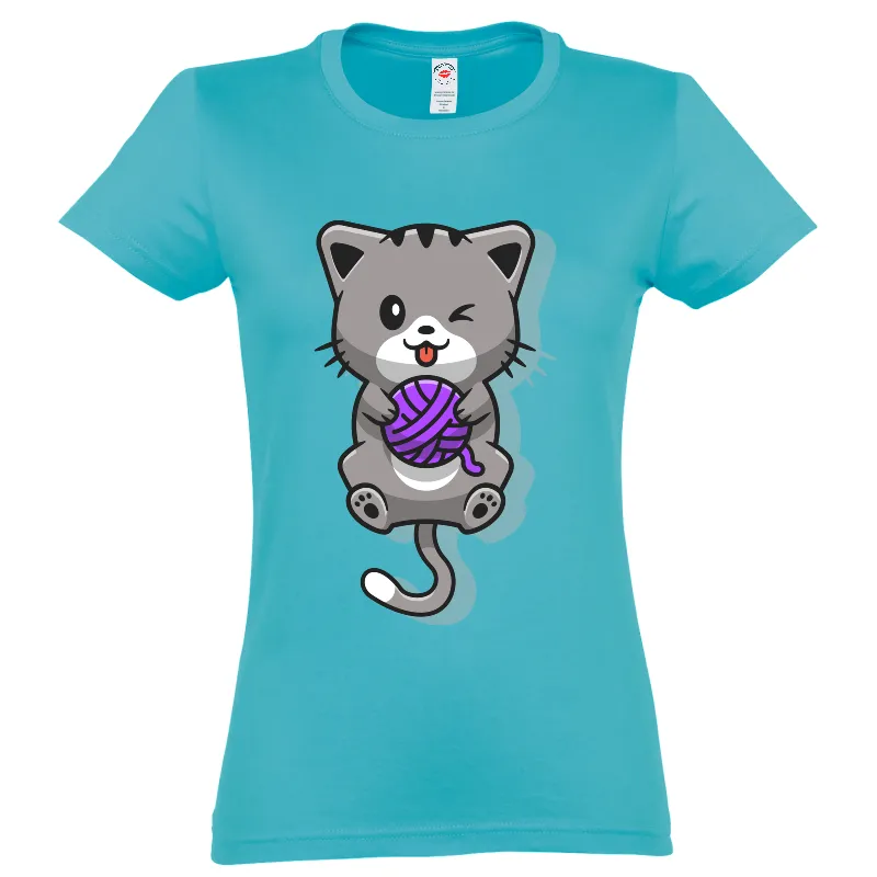 Tricou damă - Pisica cu ghem