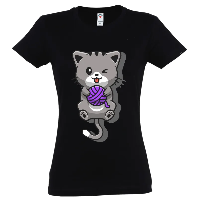 Tricou damă - Pisica cu ghem