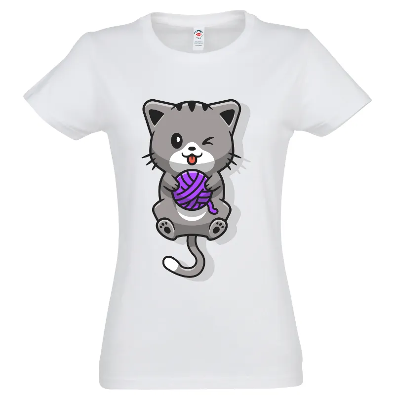 Tricou damă - Pisica cu ghem