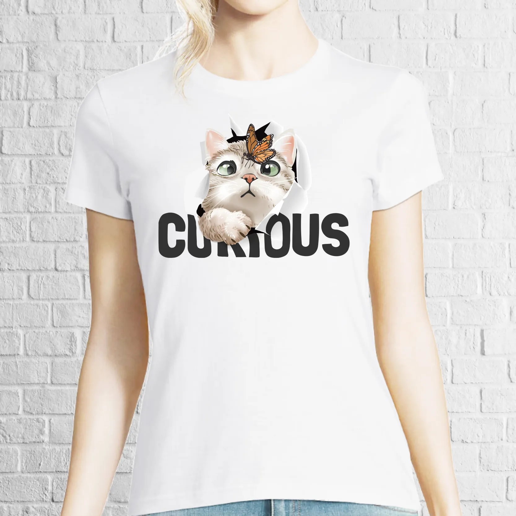 Tricou damă - Curious Cat