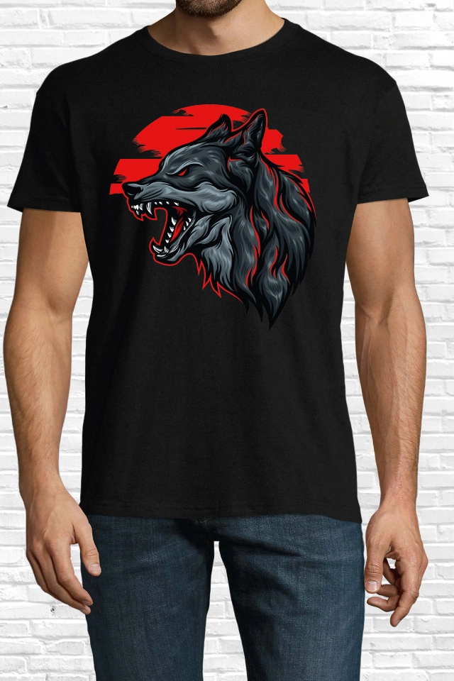 Tricou bărbat - Lup în Apus
