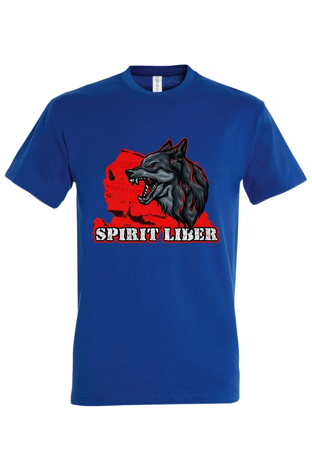 Tricou de barbati cu imprimeu profil Sfinxul din Bucegi și lup cu mesajul Spirit liber Tricou bărbat - Spirit Lider