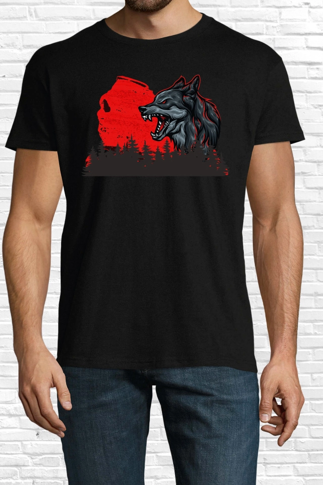 Tricou bărbat - Lup roșu
