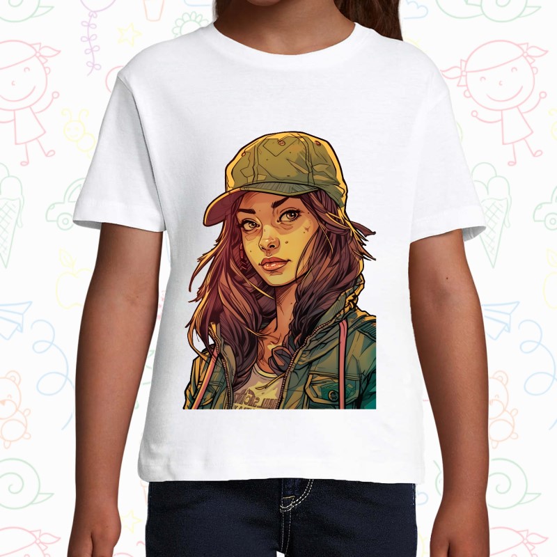 Tricou copil - Cyberpunk Military Girl