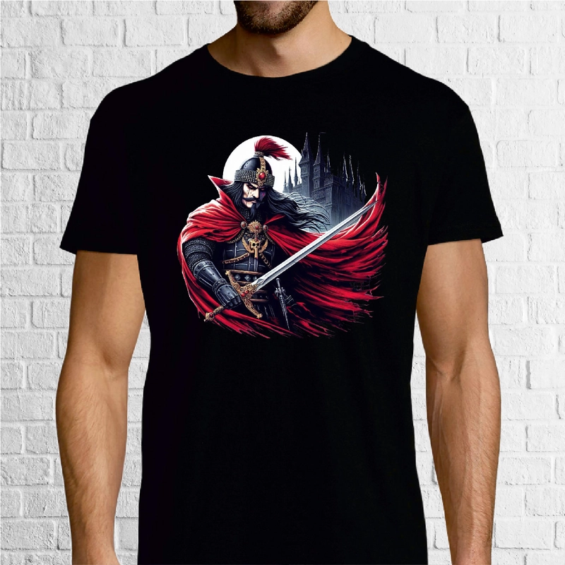 Tricou damă- Vlad cu pelerina roșie Tricou damă- Vlad cu pelerina roșie