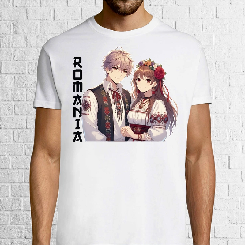Tricou bărbat- Romania - Cuplu Anime