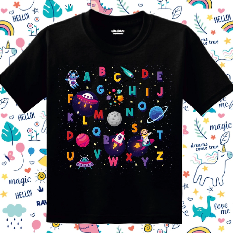 Tricou copil - Alfabet spațial Tricou copil - Alfabet spațial
