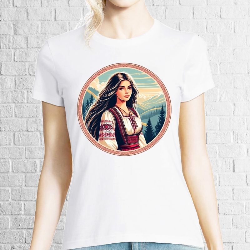 Tricou damă - Româncă in ie Tricou damă - Româncă in ie