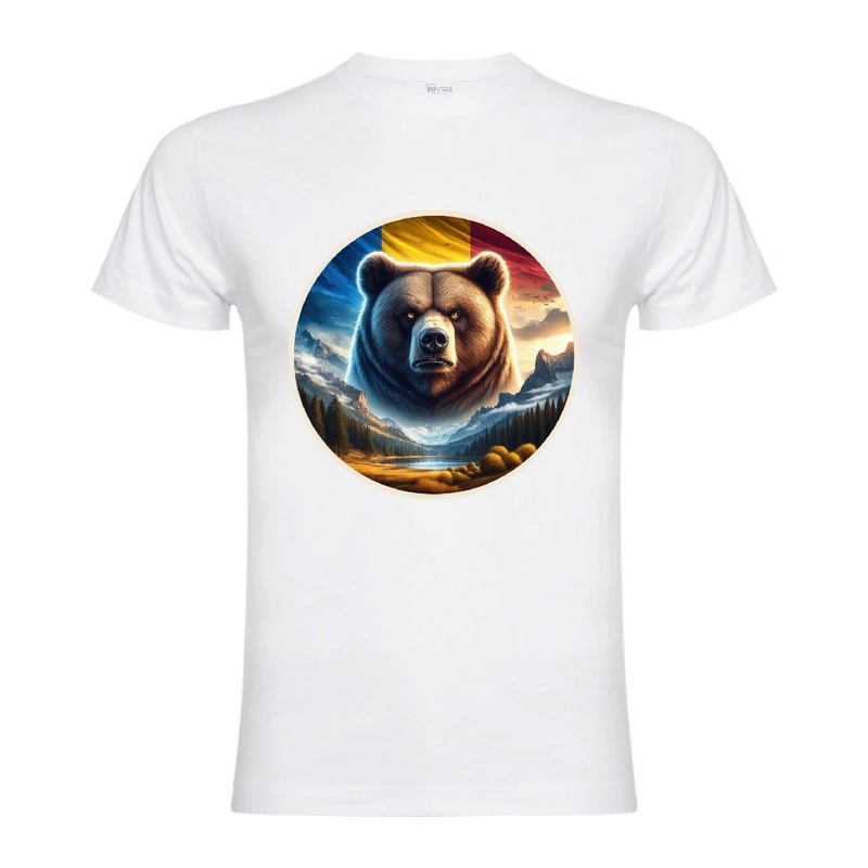 Tricou bărbat - Urs în munți cu drapel