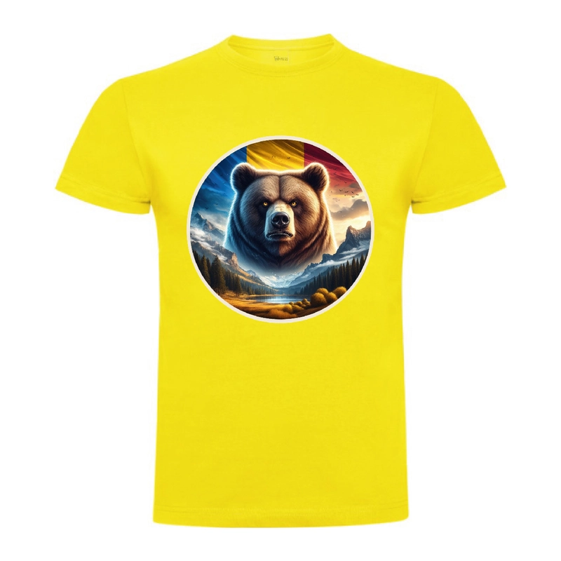 Tricou bărbat - Urs în munți cu drapel