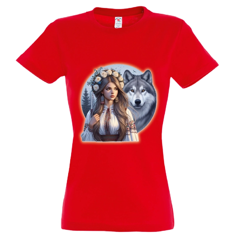 Tricou damă - Româncă și lup