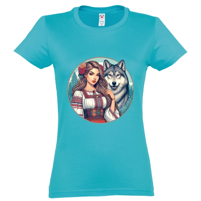 Tricou damă - Româncă cu lup
