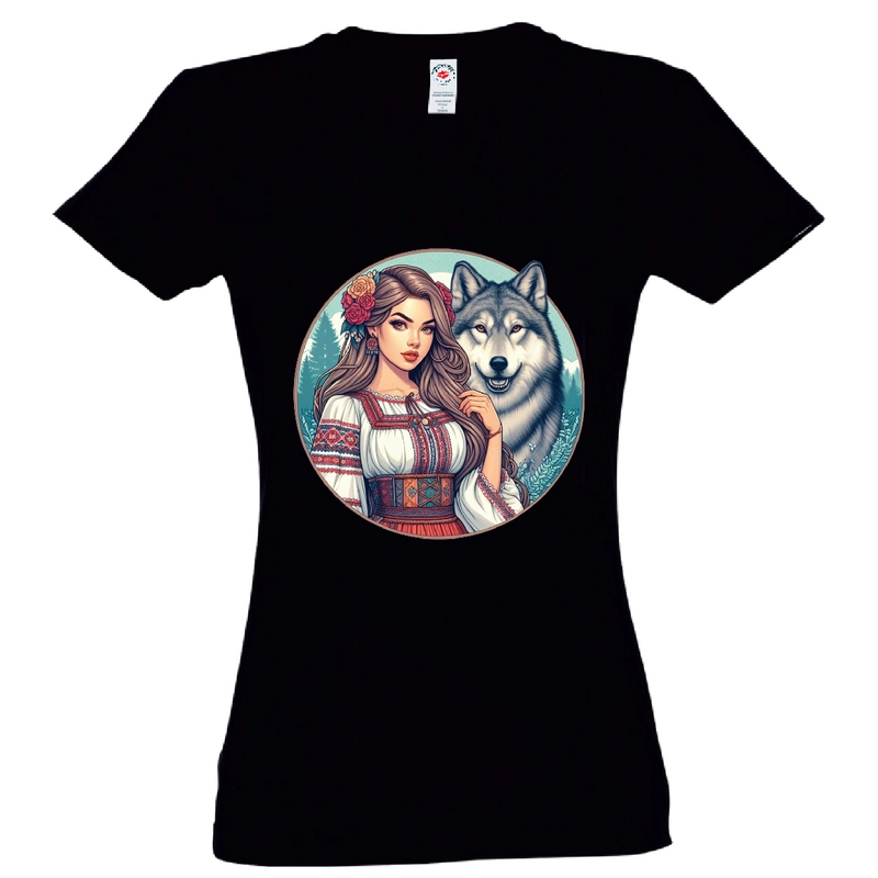 Tricou damă - Româncă cu lup