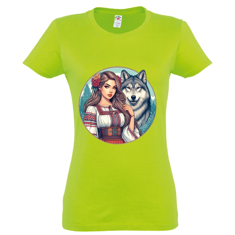 Tricou damă - Româncă cu lup