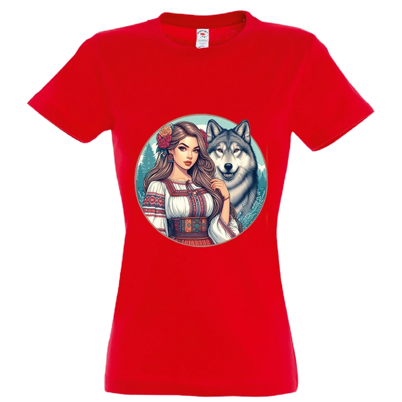 Tricou damă - Româncă cu lup