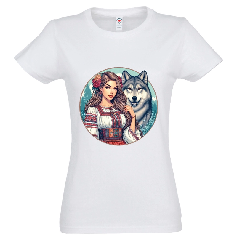 Tricou damă - Româncă cu lup