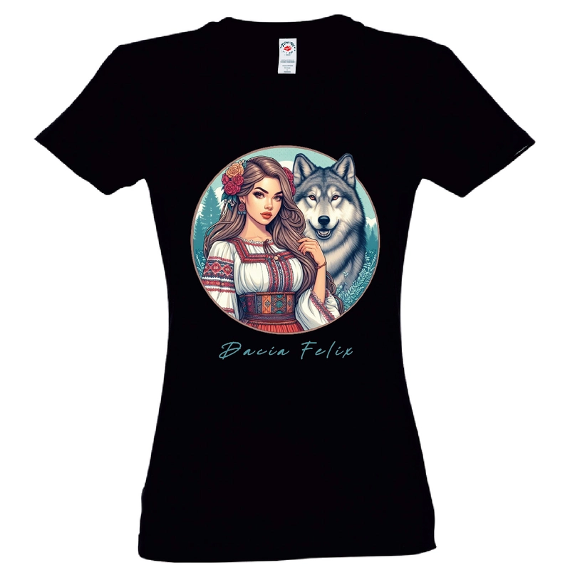 Tricou damă - Dacia Felix - Fata cu lup