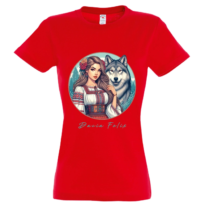 Tricou damă - Dacia Felix - Fata cu lup