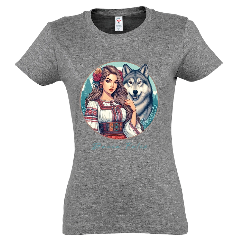 Tricou damă - Dacia Felix - Fata cu lup