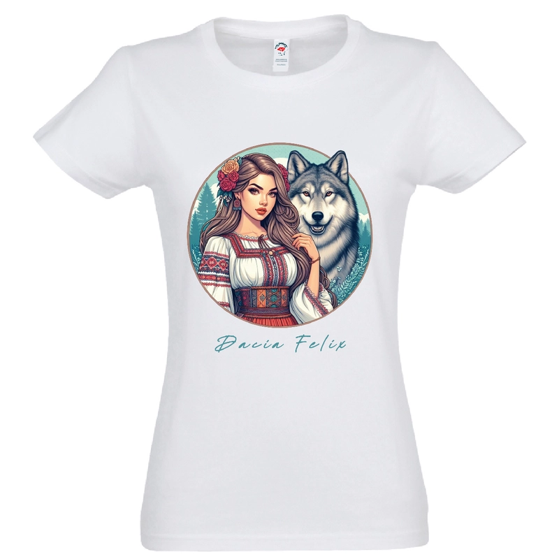 Tricou damă - Dacia Felix - Fata cu lup