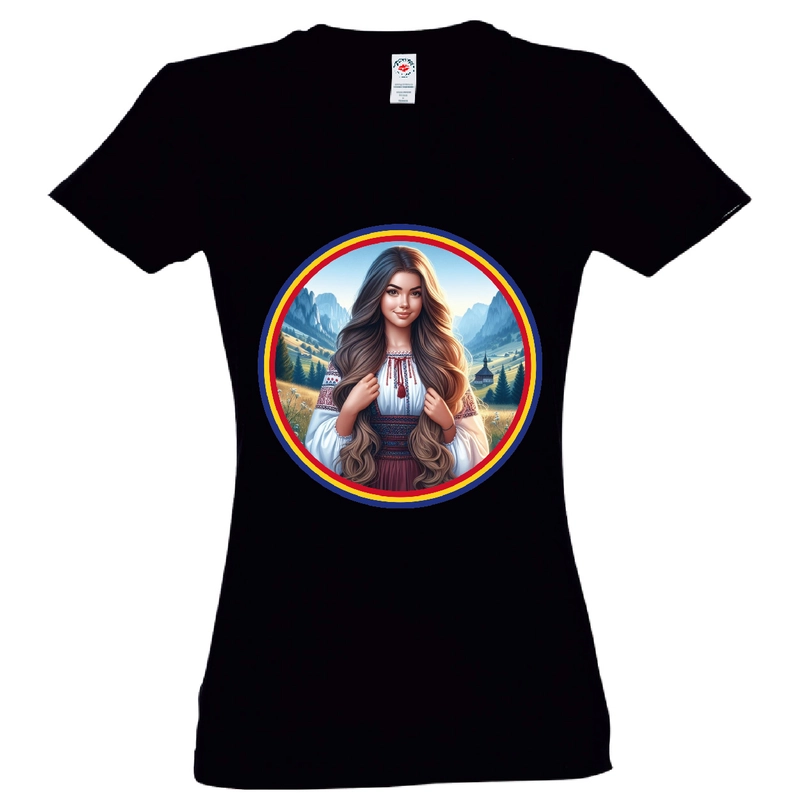 Tricou damă - Româncă de la munte cu tricolor