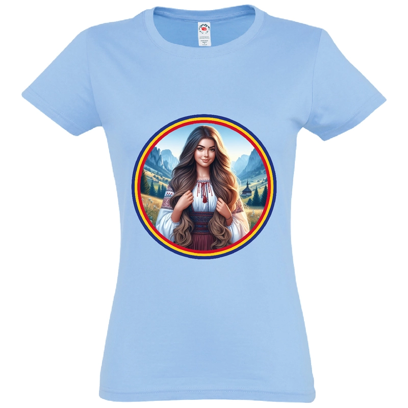 Tricou damă - Româncă de la munte cu tricolor