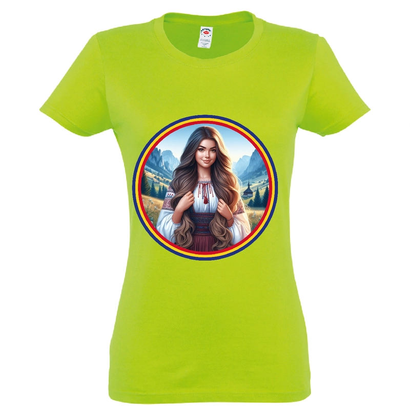 Tricou damă - Româncă de la munte cu tricolor