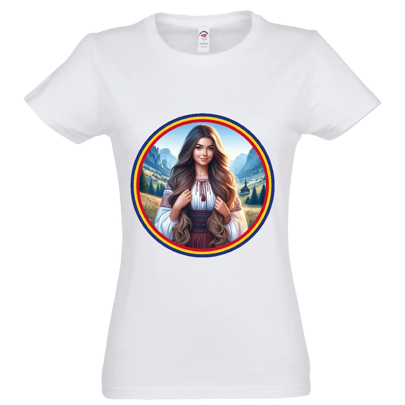 Tricou damă - Româncă de la munte cu tricolor