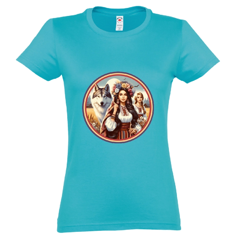 Tricou damă - Românce, lup și tricolor