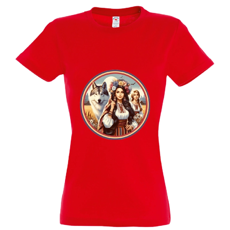 Tricou damă - Românce, lup și tricolor