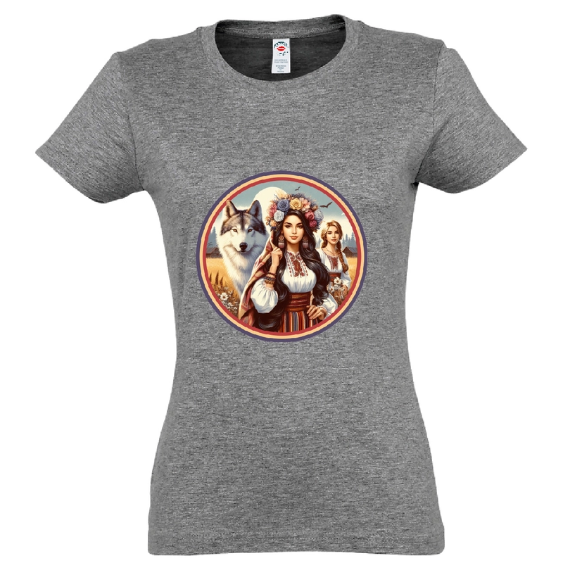 Tricou damă - Românce, lup și tricolor