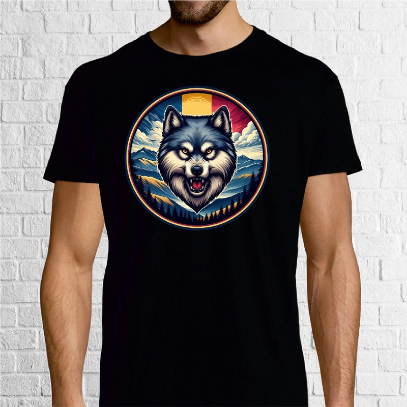 Tricou bărbat - România - Lup cu tricolor
