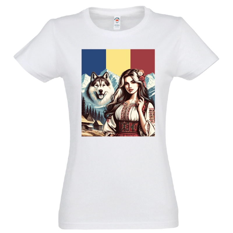 Tricou damă - Româncă de la munte cu lup