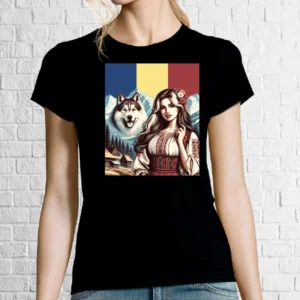 Tricou damă - Româncă de la munte cu lup