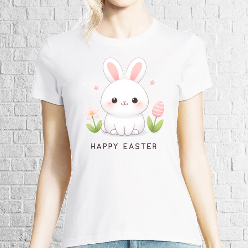 Tricou damă - Bunny say: Happy Easter