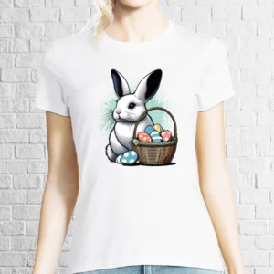 Tricou damă - Iepuraș cu coș de Paște