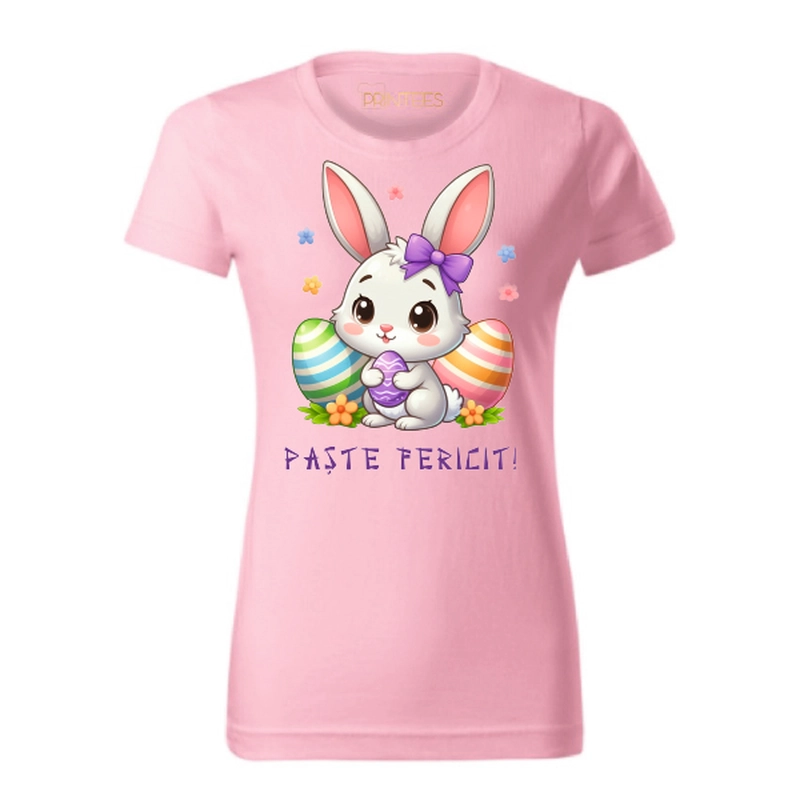 Tricou damă -Iepuraș Anime „Paște Fericit”