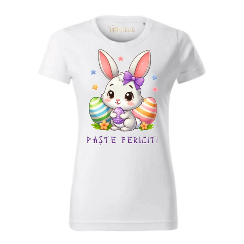 Tricou damă -Iepuraș Anime „Paște Fericit”