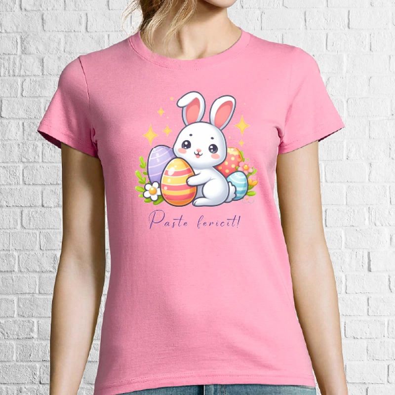 Tricou damă - Iepurilă „Paște Fericit”