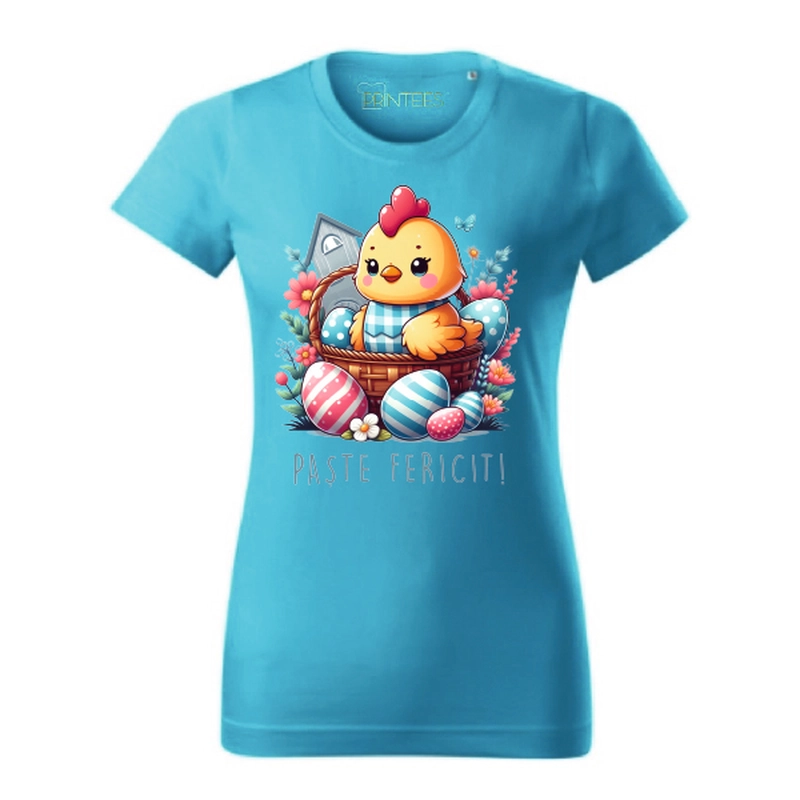 Tricou damă - Cocoșel „Paște Fericit”