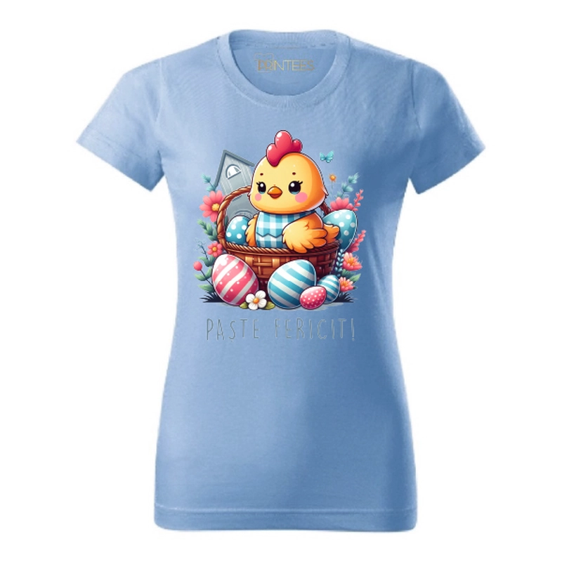 Tricou damă - Cocoșel „Paște Fericit”