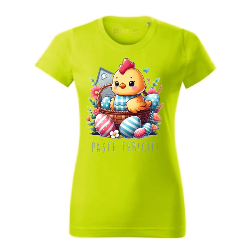 Tricou damă - Cocoșel „Paște Fericit”