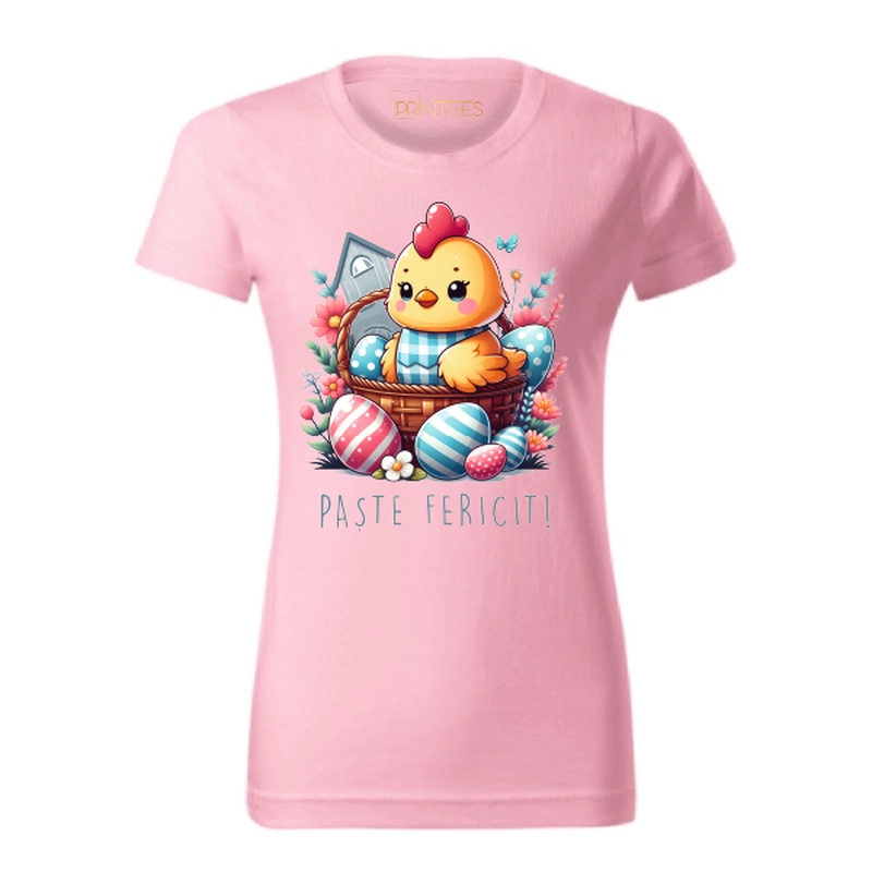 Tricou damă - Cocoșel „Paște Fericit”