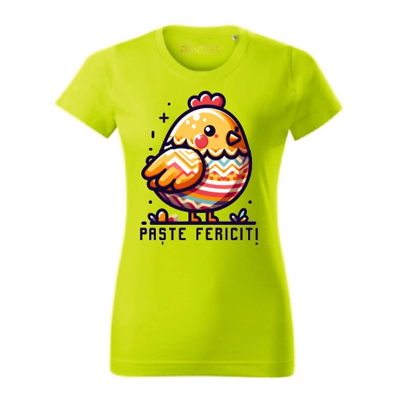 Tricou damă - Găinușă „Paște Fericit”
