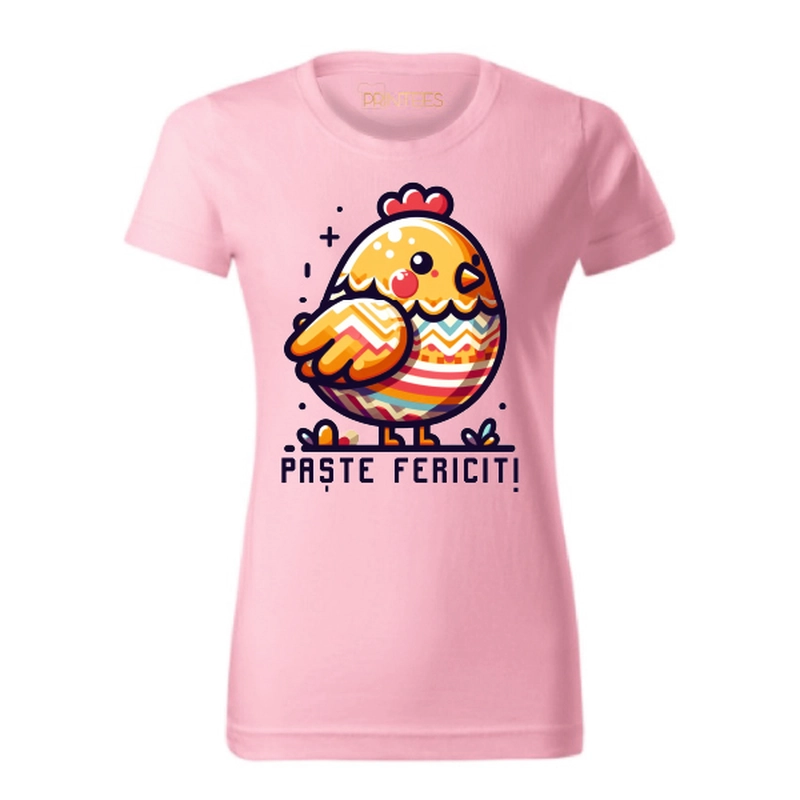 Tricou damă - Găinușă „Paște Fericit”